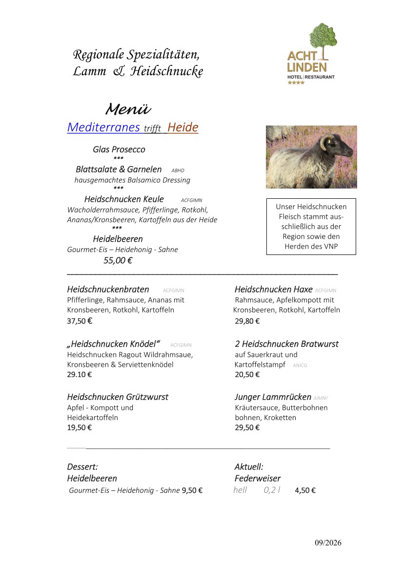 Sonderkarte Regionale Spezialitäten