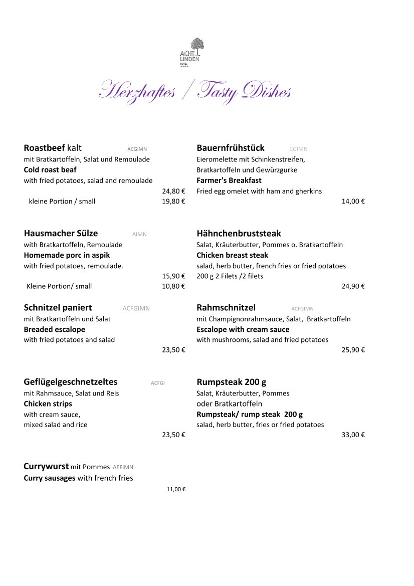 Speisekarte Seite 2