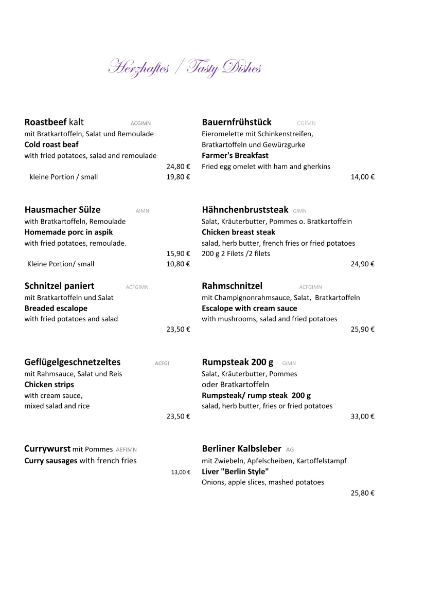 Speisekarte Seite 2
